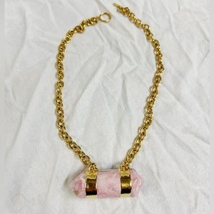 BCP Pink Crystal Stone and Gold Chain Necklace